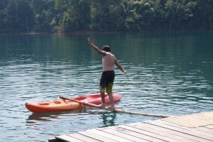 Jazza Transferring His Slacklining Skills To Bamboo Walking. Khao Sok