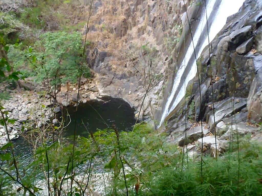 Looking Down From The Top Of The Waterfall. Canyoning In El Salvador