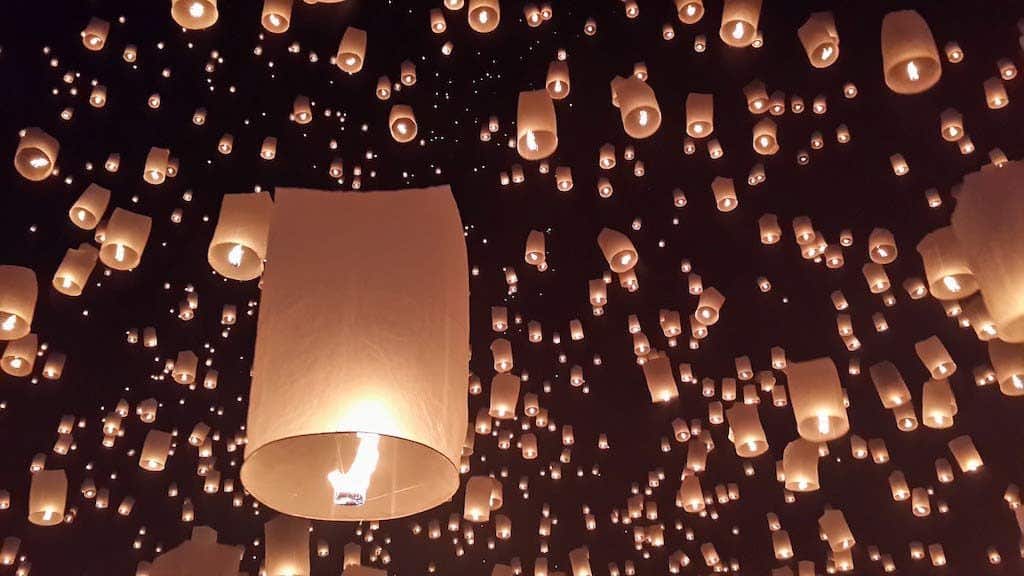 The Floating Rice Paper Lanterns Of The Yi Peng Festival