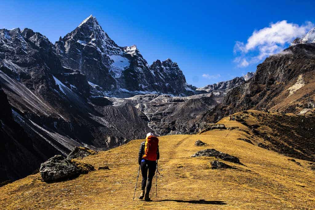 Man Hiking In Mountains