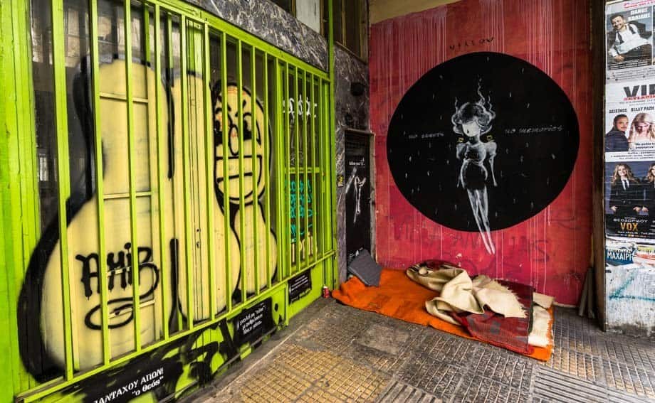 Homeless Bed Street Scenes Of Athens