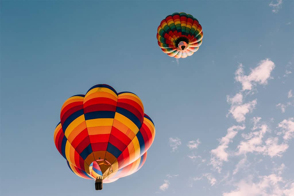 Hot Air Balloons Against A Blue Sky