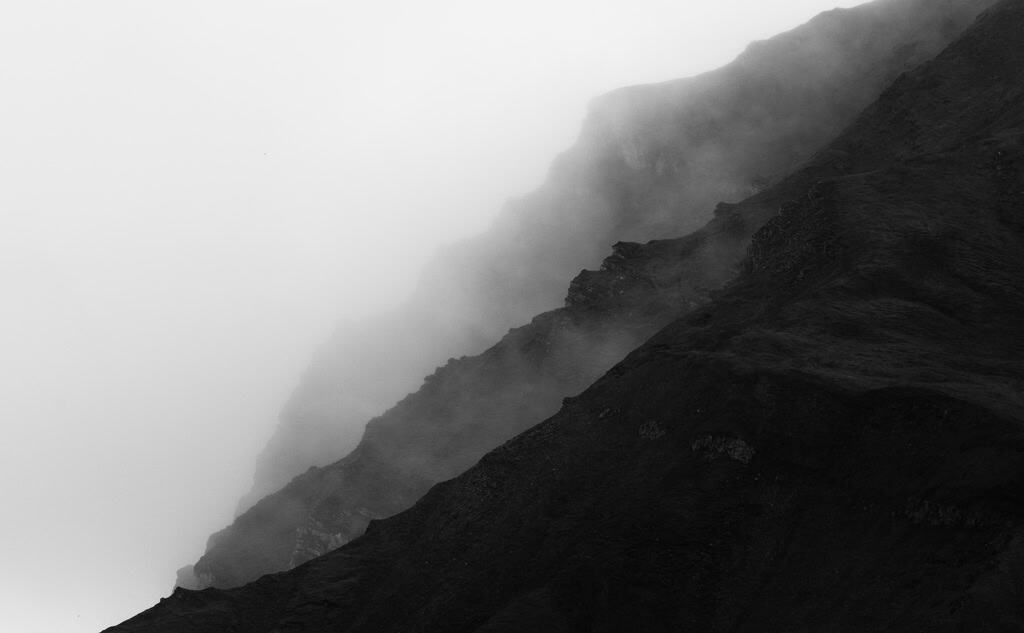 Misty Mountains Recherchefjord Black And White