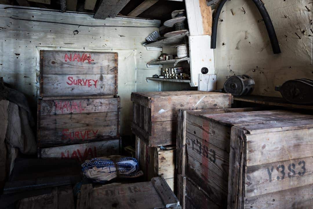 Navy Boxes Wordie House Antarctica