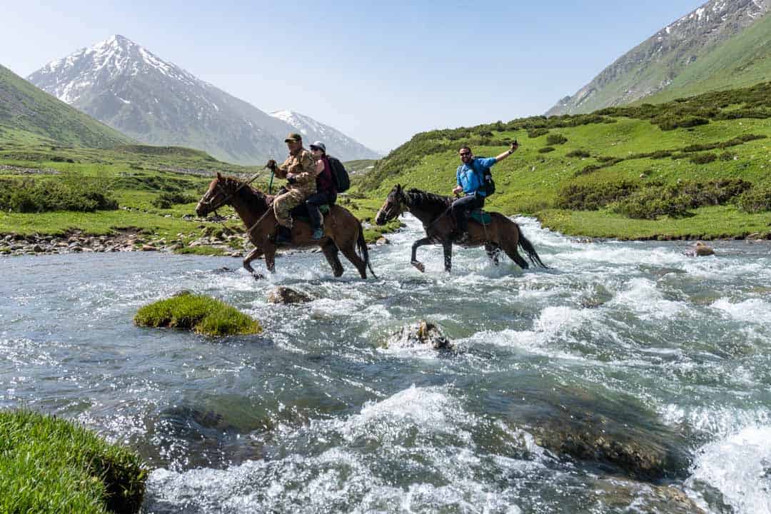 Crossing Tup River Keskenkija Loop Jyrgalan Trek