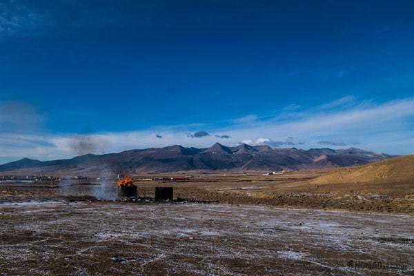 Tibetan Sky Burial Fire China
