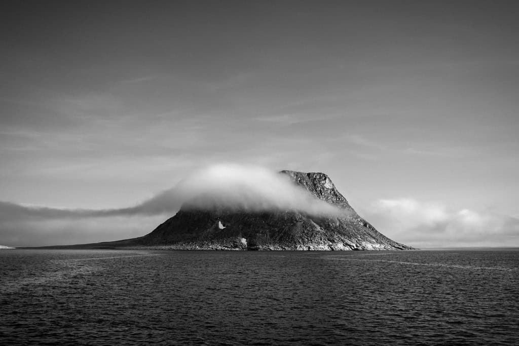 Svalbard Mountain Island Black And White