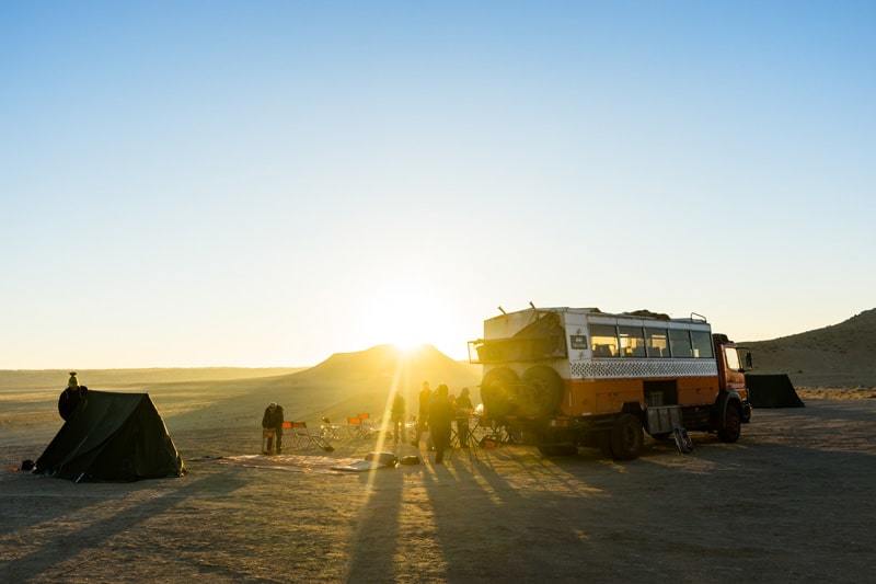 Dragoman Truck Darvaza Gas Crater Camping At The Door To Hell Turkmenistan