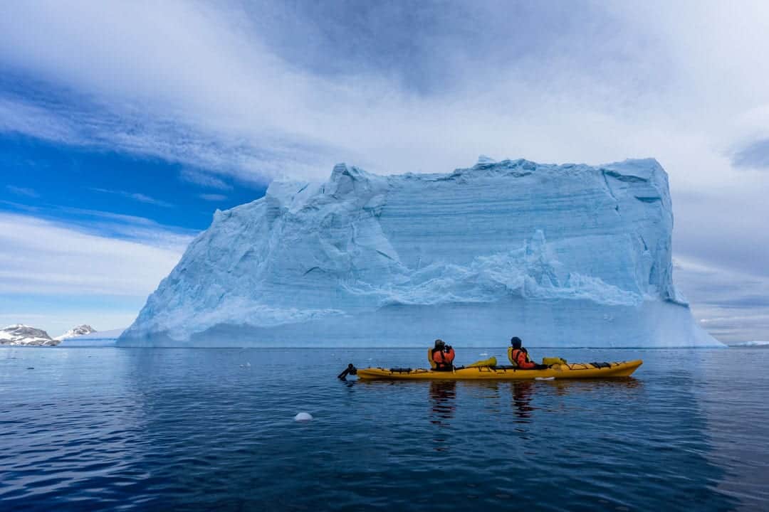 Kayakers Antarctica Iceberg