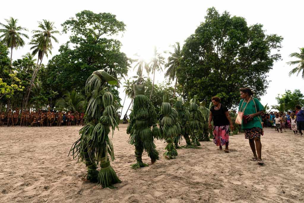 Women Dressed In Mwoko Mwokos, Banana Leaf Costumes. Wogasia